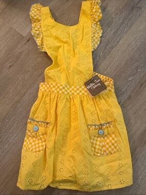 Matilda Jane Yellow Eyelet Gingham Pinafore Dress